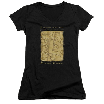 Harry Potter Marauders Map Interior Words Juniors V-Neck T-Shirt Juniors V-Neck T-Shirt Harry Potter   