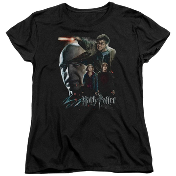 Black women's t-shirt with Harry Potter Final Fight graphic