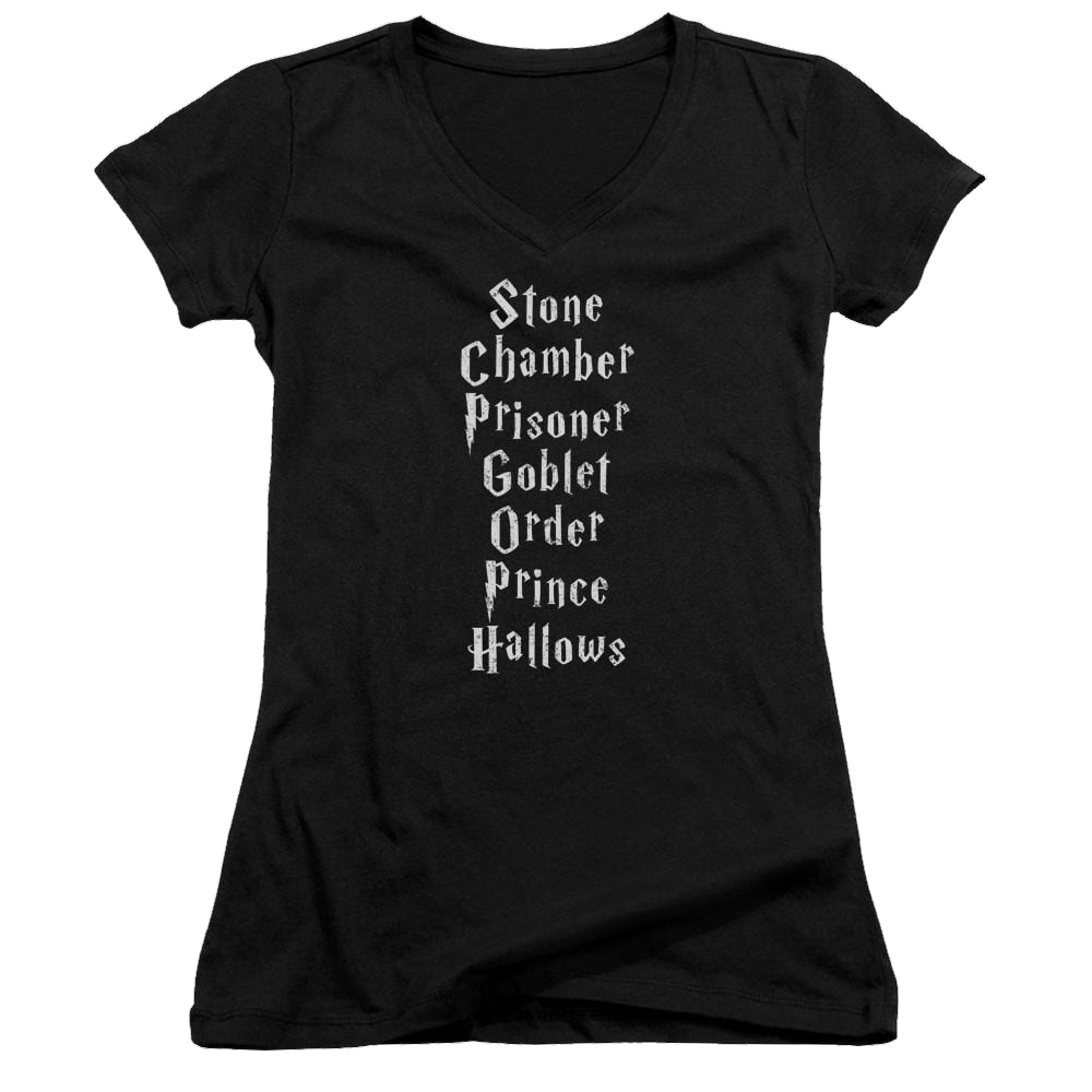 Harry Potter Titles Juniors V-Neck T-Shirt Juniors V-Neck T-Shirt Harry Potter   