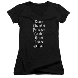Harry Potter Titles Juniors V-Neck T-Shirt Juniors V-Neck T-Shirt Harry Potter   