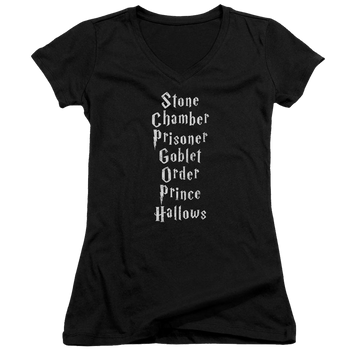 Harry Potter Titles Juniors V-Neck T-Shirt Juniors V-Neck T-Shirt Harry Potter   