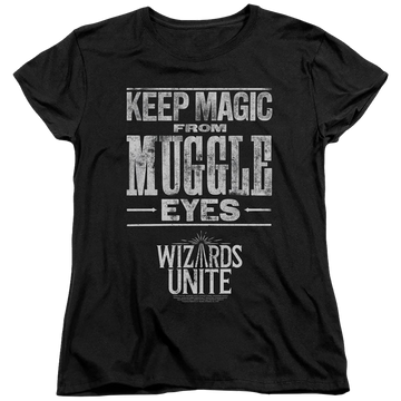 Black women's t-shirt with Harry Potter Hidden Magic graphic