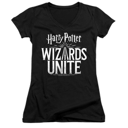 Harry Potter Wizards Unite Logo - Juniors V-Neck T-Shirt Juniors V-Neck T-Shirt Harry Potter   