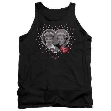 Black men's tank with I Love Lucy Hearts And Dots graphic