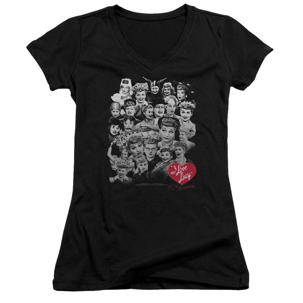 I Love Lucy 60 Years Of Fun Juniors V-Neck T-Shirt Juniors V-Neck T-Shirt I Love Lucy   