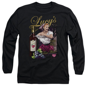 Black men's long sleeve t-shirt with I Love Lucy Bitter Grapes graphic