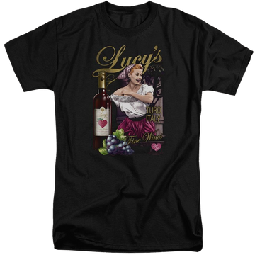 Black men's tall fit t-shirt with I Love Lucy Bitter Grapes graphic