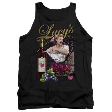 Black men's tank with I Love Lucy Bitter Grapes graphic