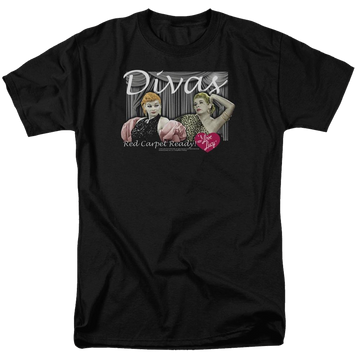 Black men's regular fit t-shirt with I Love Lucy Divas graphic