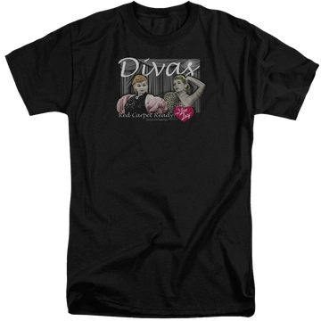 Black men's tall fit t-shirt with I Love Lucy Divas graphic