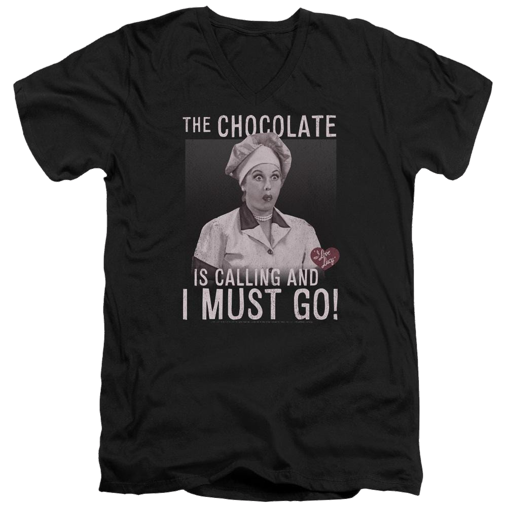 I Love Lucy Chocolate Calling Men's V-Neck T-Shirt Men's V-Neck T-Shirt I Love Lucy   