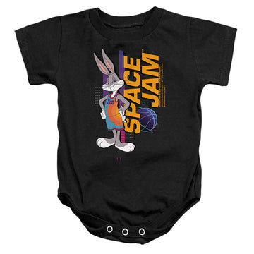 Black baby bodysuit with Space Jam - A New Legacy Bugs Standing graphic