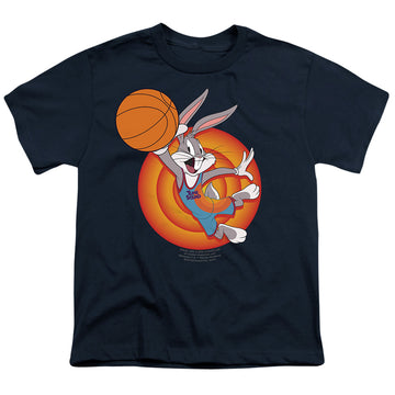 Navy youth t-shirt for ages 8 to 12 with Space Jam - A New Legacy Bugs Slam graphic