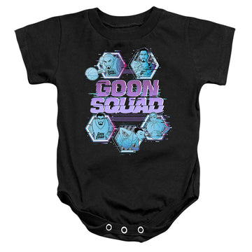 Black baby bodysuit with Space Jam - A New Legacy Goon Squad Tech graphic
