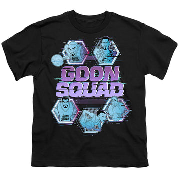 Black youth t-shirt for ages 8 to 12 with Space Jam - A New Legacy Goon Squad Tech graphic