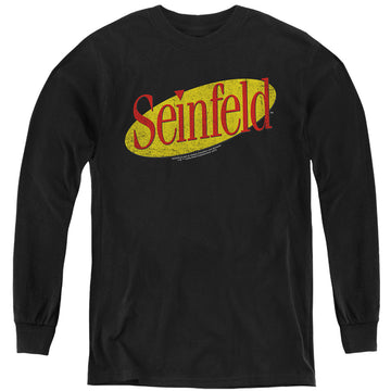 Black youth long sleeve t-shirt with Seinfeld Logo graphic
