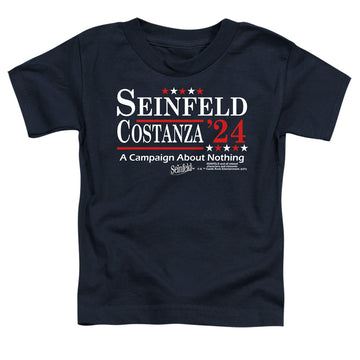Navy toddler t-shirt with Seinfeld Election Tee graphic