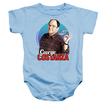 Light blue baby bodysuit with Seinfeld George graphic