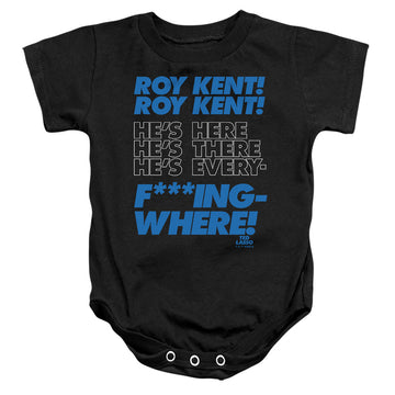 Black baby bodysuit with Ted Lasso Roy Kent Chant graphic