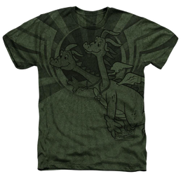 Dragon Tales - Dragon Flight Adult Regular Fit Heather T-Shirt Men's All-Over Heather T-Shirt Dragon Tales   
