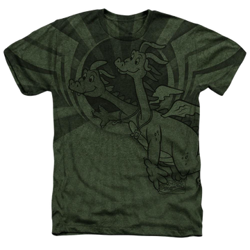 Dragon Tales - Dragon Flight Adult Regular Fit Heather T-Shirt Men's All-Over Heather T-Shirt Dragon Tales   