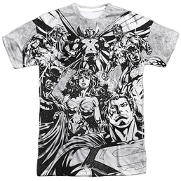 Justice League - Graphic Gathering Adult All Over Print 100% Poly T-Shirt Men's All-Over Print T-Shirt Justice League   