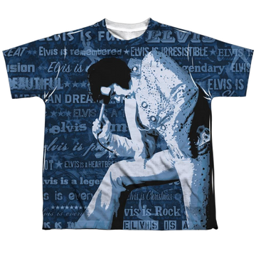 Elvis Presley Is Everything youth all-over print t-shirt for ages 8 to 12