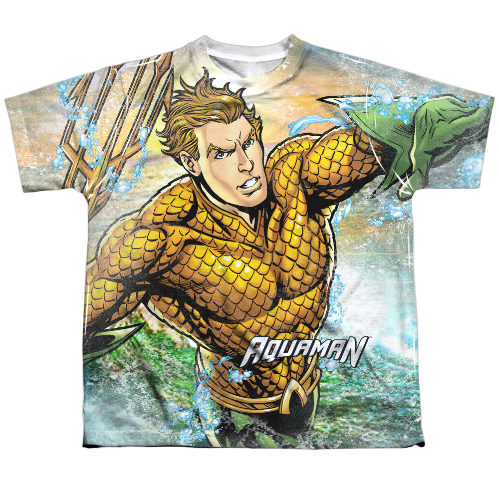 Aquaman Rough Seas - Youth All-Over Print T-Shirt Youth All-Over Print T-Shirt (Ages 8-12) Aquaman   