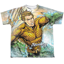 Aquaman Rough Seas - Youth All-Over Print T-Shirt Youth All-Over Print T-Shirt (Ages 8-12) Aquaman   