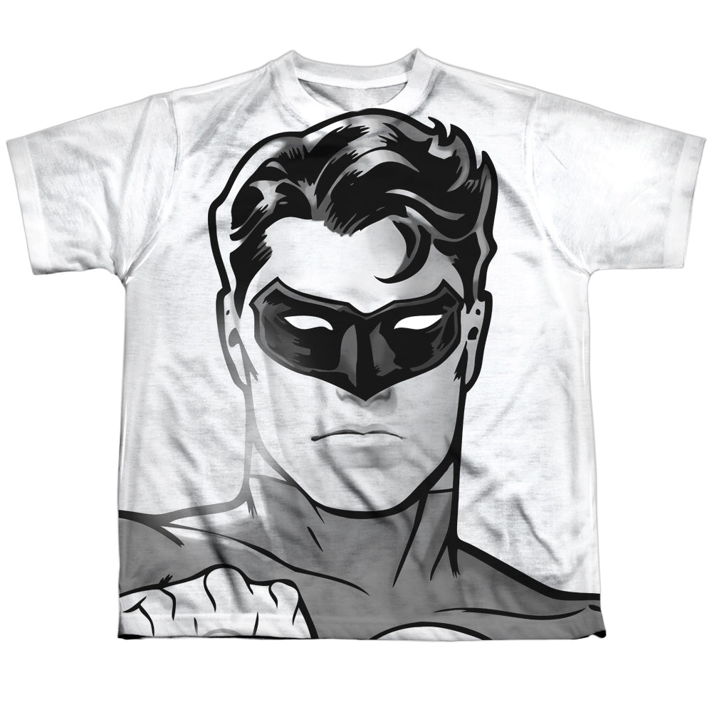 Green Lantern Bw Gl Head - Youth All-Over Print T-Shirt Youth All-Over Print T-Shirt (Ages 8-12) Green Lantern   