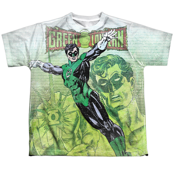 Green Lantern Vintage Leap youth all-over print t-shirt for ages 8 to 12