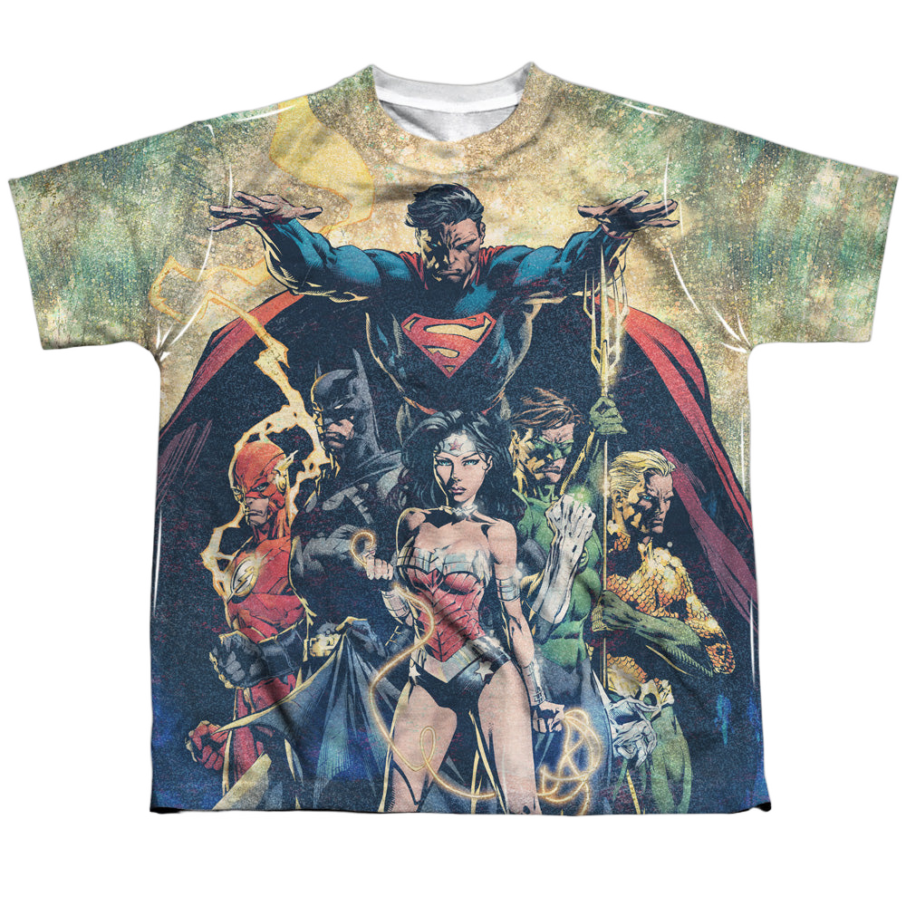 Justice League Power - Youth All-Over Print T-Shirt Youth All-Over Print T-Shirt (Ages 8-12) Justice League   
