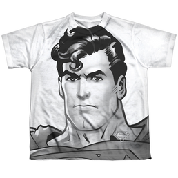 Superman Bw Supes Head - Youth All-Over Print T-Shirt Youth All-Over Print T-Shirt (Ages 8-12) Superman   