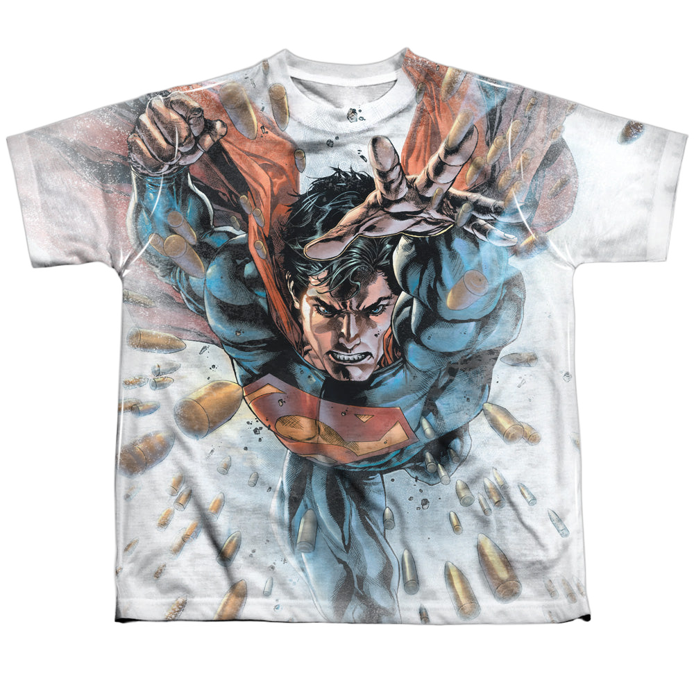 Superman Bullets In The Sky - Youth All-Over Print T-Shirt Youth All-Over Print T-Shirt (Ages 8-12) Superman   