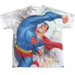Superman Classic Robots - Youth All-Over Print T-Shirt Youth All-Over Print T-Shirt (Ages 8-12) Superman   