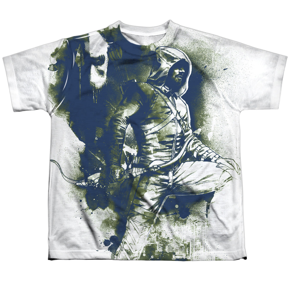 Arrow The Television Series Spray Paint - Youth All-Over Print T-Shirt Youth All-Over Print T-Shirt (Ages 8-12) Green Arrow   