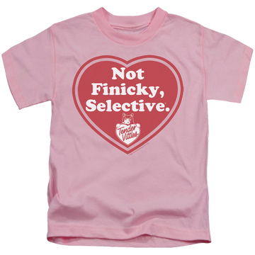 Pink kid's t-shirt for ages 4 to 7 with Tender Vittles Selective graphic