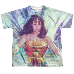 Justice League Stormy Heroine - Youth All-Over Print T-Shirt Youth All-Over Print T-Shirt (Ages 8-12) Justice League   