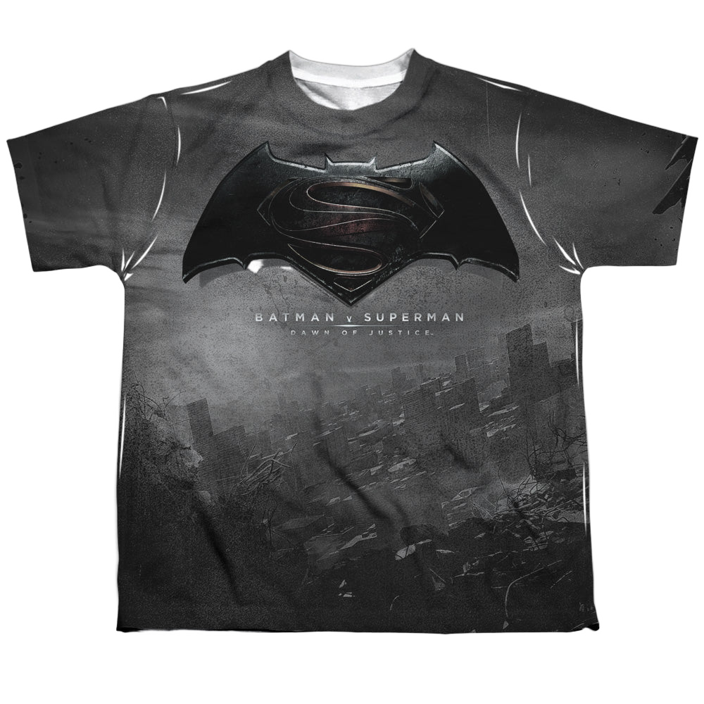 Batman v Superman Logo City - Youth All-Over Print T-Shirt Youth All-Over Print T-Shirt (Ages 8-12) Batman   