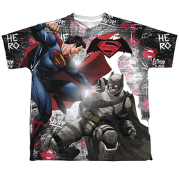 Batman v Superman Showdown - Youth All-Over Print T-Shirt Youth All-Over Print T-Shirt (Ages 8-12) Batman   