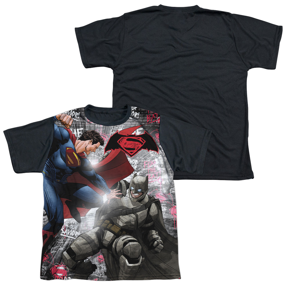 Batman v Superman Showdown - Youth Black Back T-Shirt Youth Black Back T-Shirt (Ages 8-12) Batman   