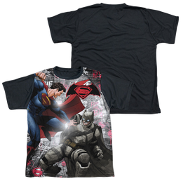 Batman v Superman Showdown - Youth Black Back T-Shirt Youth Black Back T-Shirt (Ages 8-12) Batman   