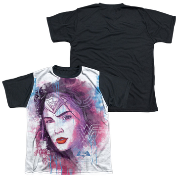 Batman v Superman Watercolor Wonder Sub youth black back t-shirt for ages 8 to 12