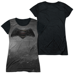 Batman v Superman Logo City - Juniors Black Back T-Shirt Juniors Black Back T-Shirt Batman   