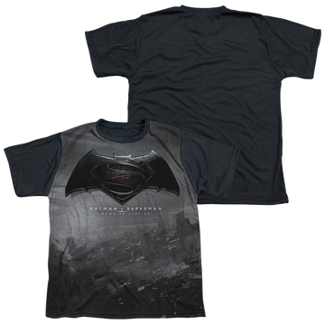 Batman v Superman Logo City youth black back t-shirt for ages 8 to 12
