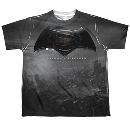 Batman v Superman Logo City - Youth All-Over Print T-Shirt Youth All-Over Print T-Shirt (Ages 8-12) Batman   