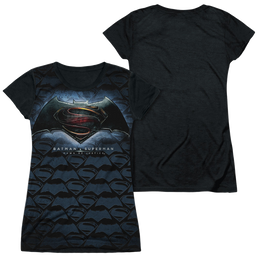 Batman v Superman Logo Pattern - Juniors Black Back T-Shirt Juniors Black Back T-Shirt Batman   