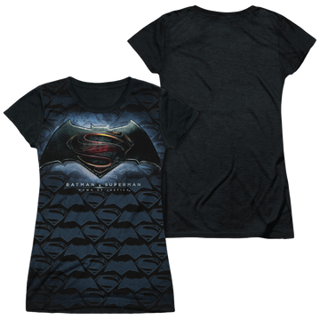 Batman v Superman Logo Pattern juniors black back t-shirt