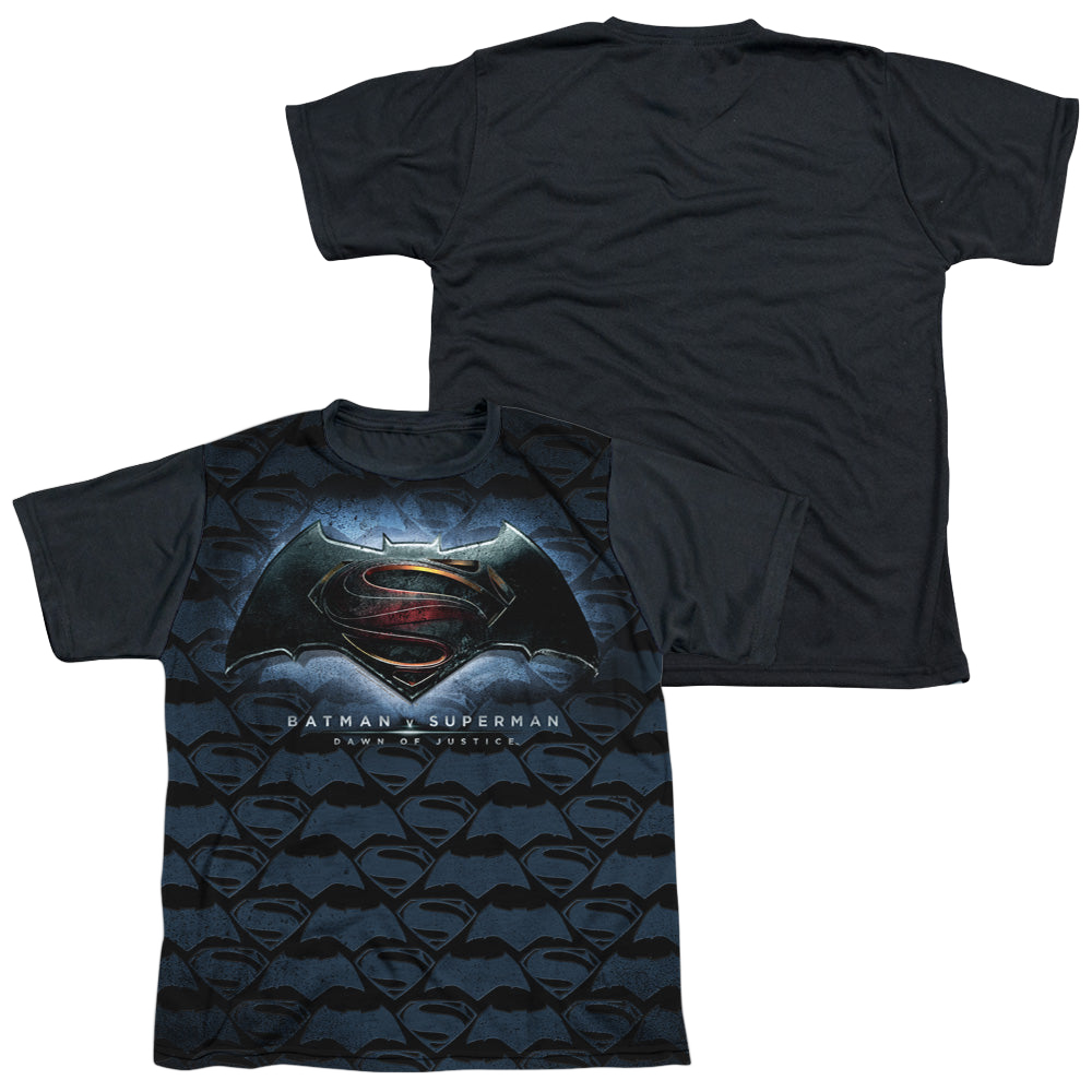 Batman v Superman Logo Pattern - Youth Black Back T-Shirt Youth Black Back T-Shirt (Ages 8-12) Batman   