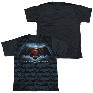 Batman v Superman Logo Pattern youth black back t-shirt for ages 8 to 12